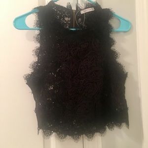 Zara black lace Embroidered crop top